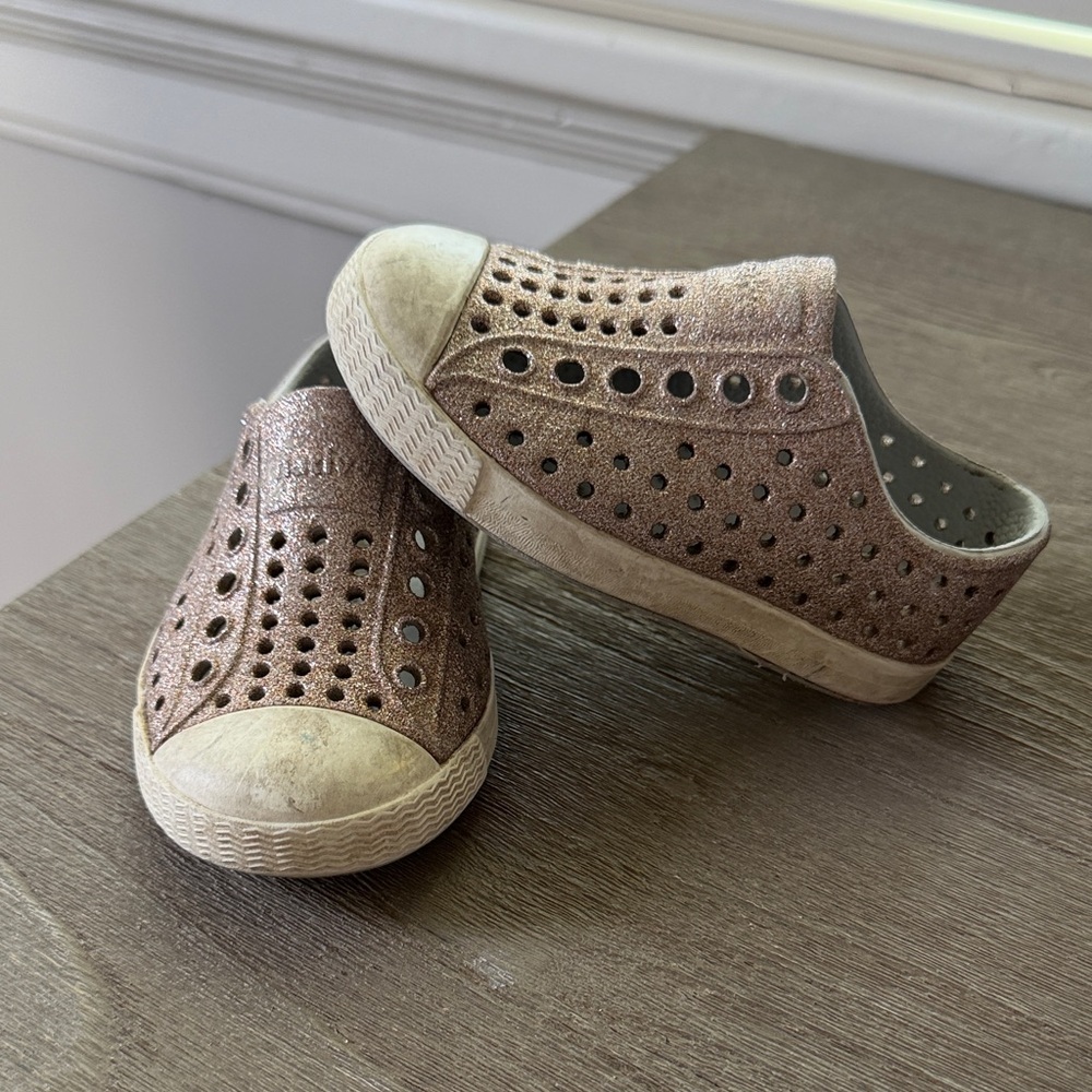 Native Shoes Kids Sparkle Rose Gold Slip-On Sneakers